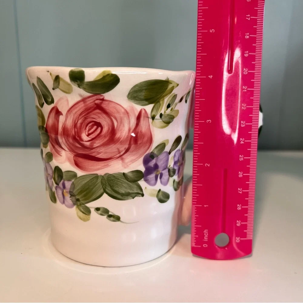 Mariam’s Garden Floral Hand-painted‎ Cup. 16 oz.